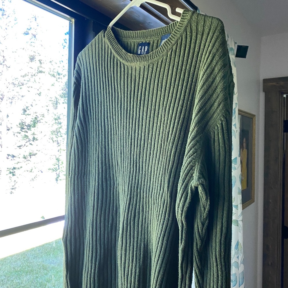 GAP Men’s Sweater - Olive Green Ribbed